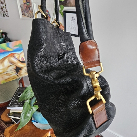 Vintage Black Leather Tote Bag by Pattie Jarrell - Picture 3 of 7